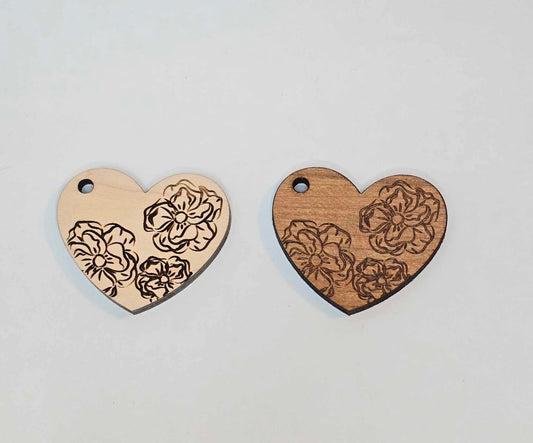 Key Tag - Heart Flower 1 Trio